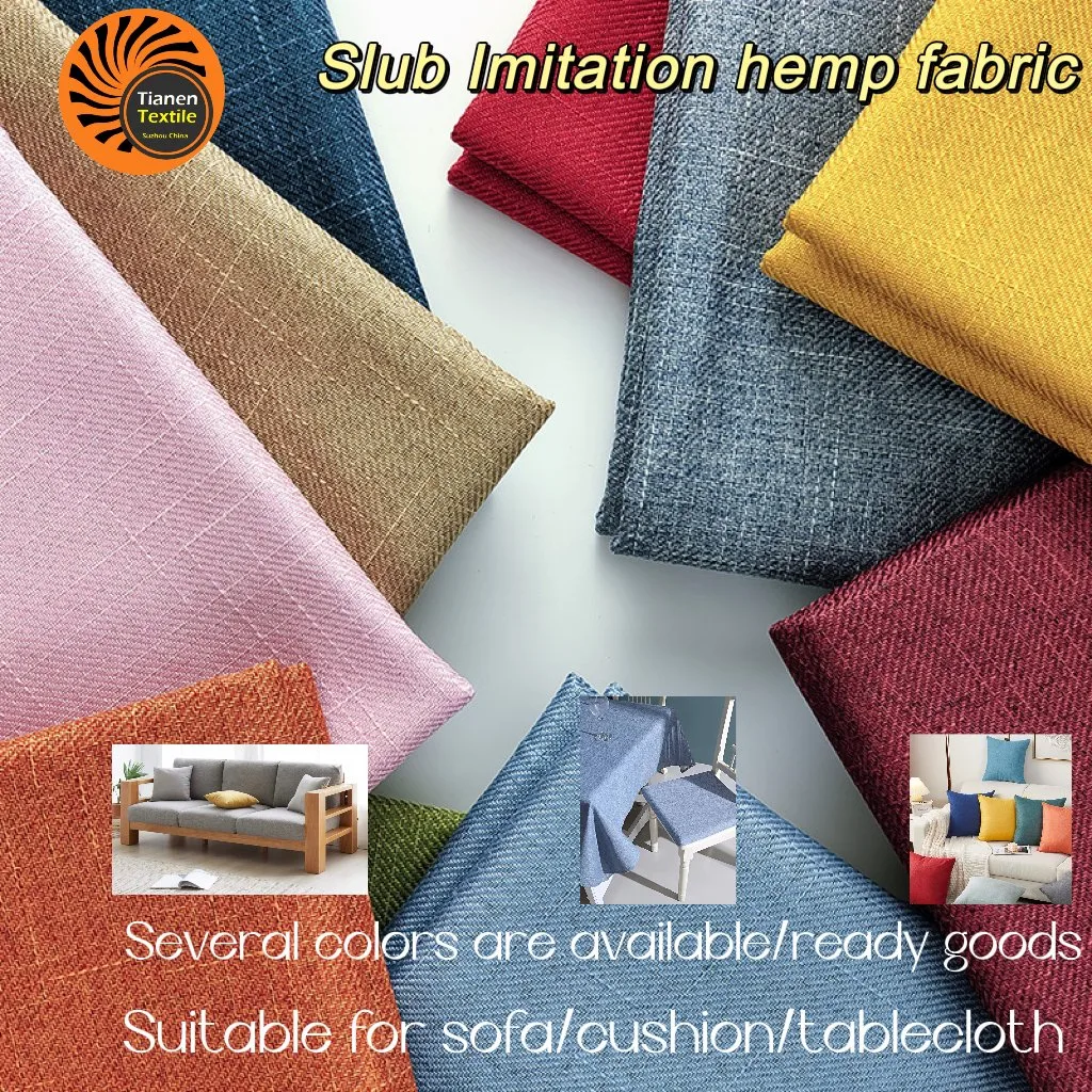 (Ready goods COLORS AVAILABLE IN STOCK) China Wholesale Upholstery Slub Faux Linen Fabric /Polyester Hemp Fabric for Sofa/Cushion/Pet Mat/Curtain/Home Textile